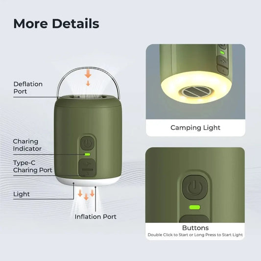 WESTTUNE Waterproof Tiny Air Pump Lantern with Magnetic Design