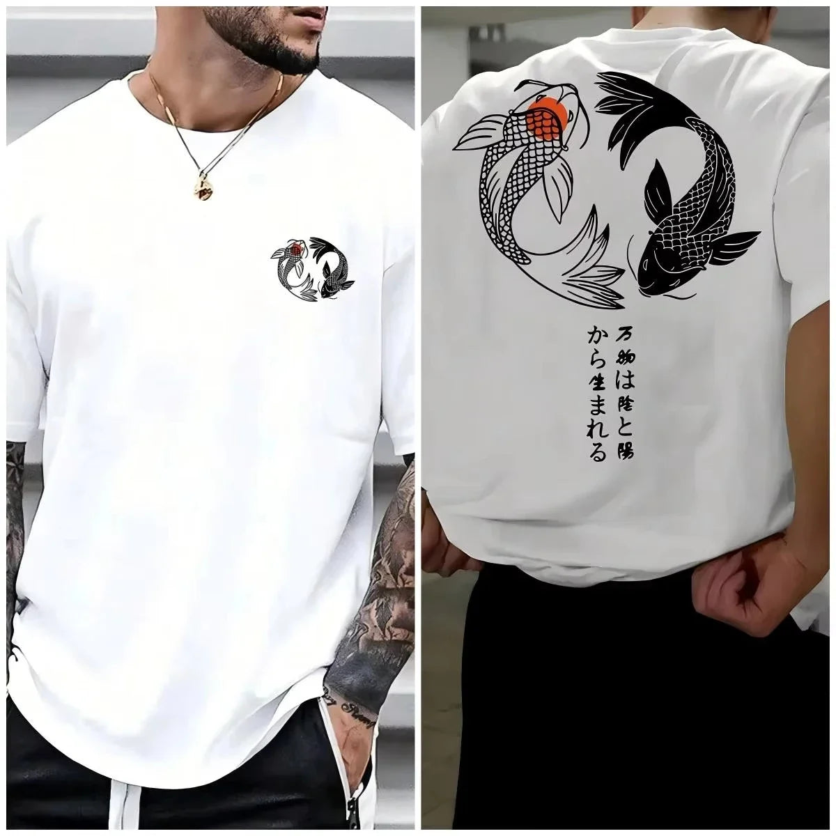 Japanese Pattern 100% Pure Cotton Men's Casual T-shirt