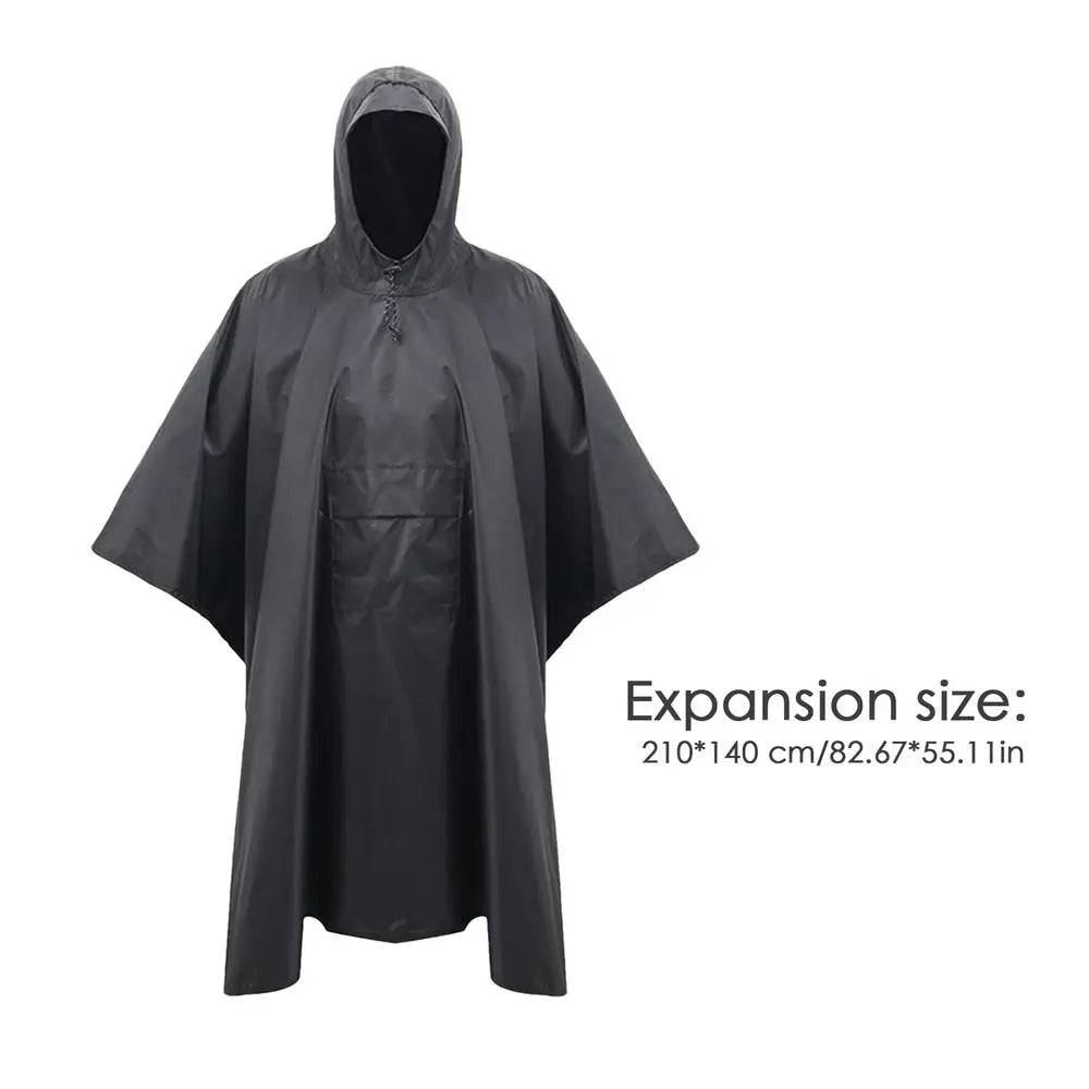 Long Waterproof Hooded Raincoat for Hiking and Camping