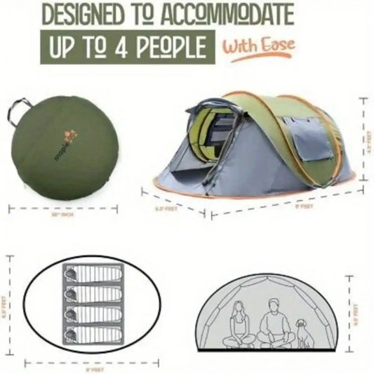 Waterproof 2 Door 4-Person Camping Tent