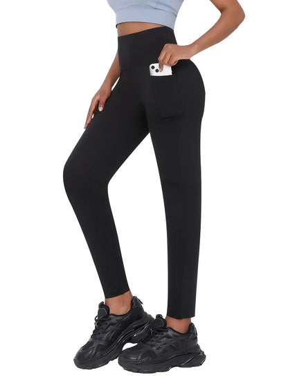 1PC Women’s Plus Size High-Waisted Black Yoga Leggings, Flexible Stretchy Comfort, Ideal for Pilates Gym Running Hiking Fitness