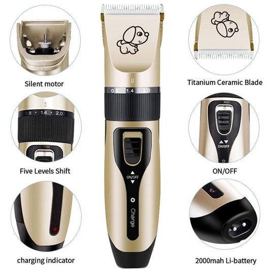 Rechargeable Electric Clipper Grooming Kit for Pets