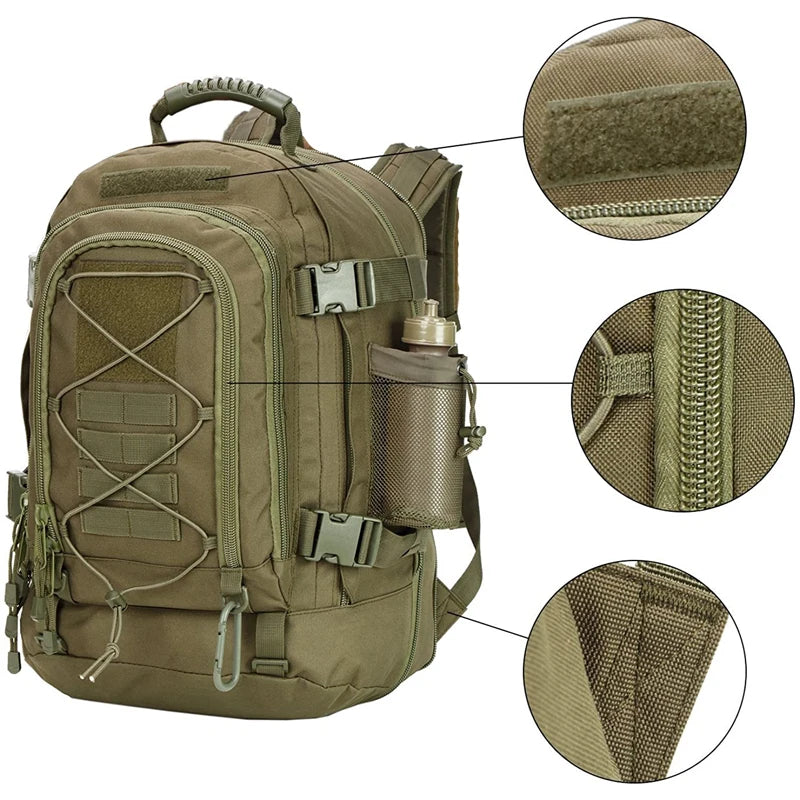 LQARMY 65L Outdoor Tactical Outdoor Backpack Military Travel Rucksack