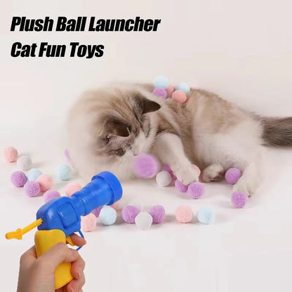 Cat Mini Pompoms Interactive Plush Ball Launcher