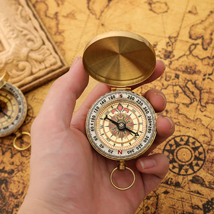 Pure Copper Luminous Retro Flip Compass Tool