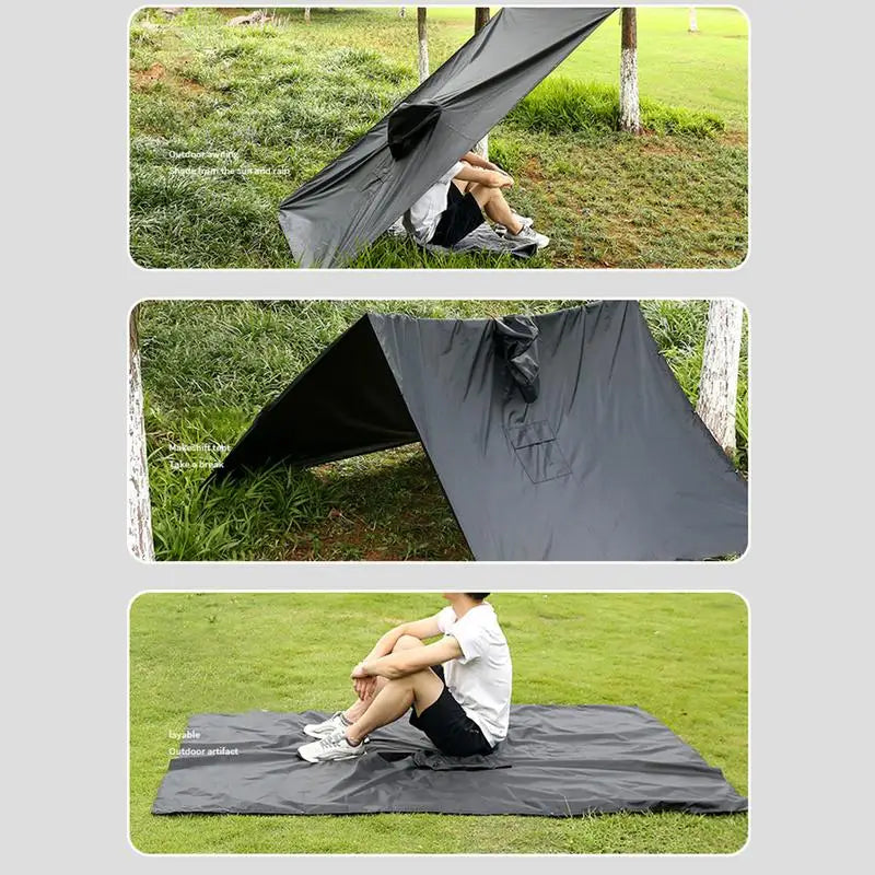 Long Waterproof Hooded Raincoat for Hiking and Camping