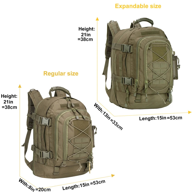 LQARMY 65L Outdoor Tactical Outdoor Backpack Military Travel Rucksack