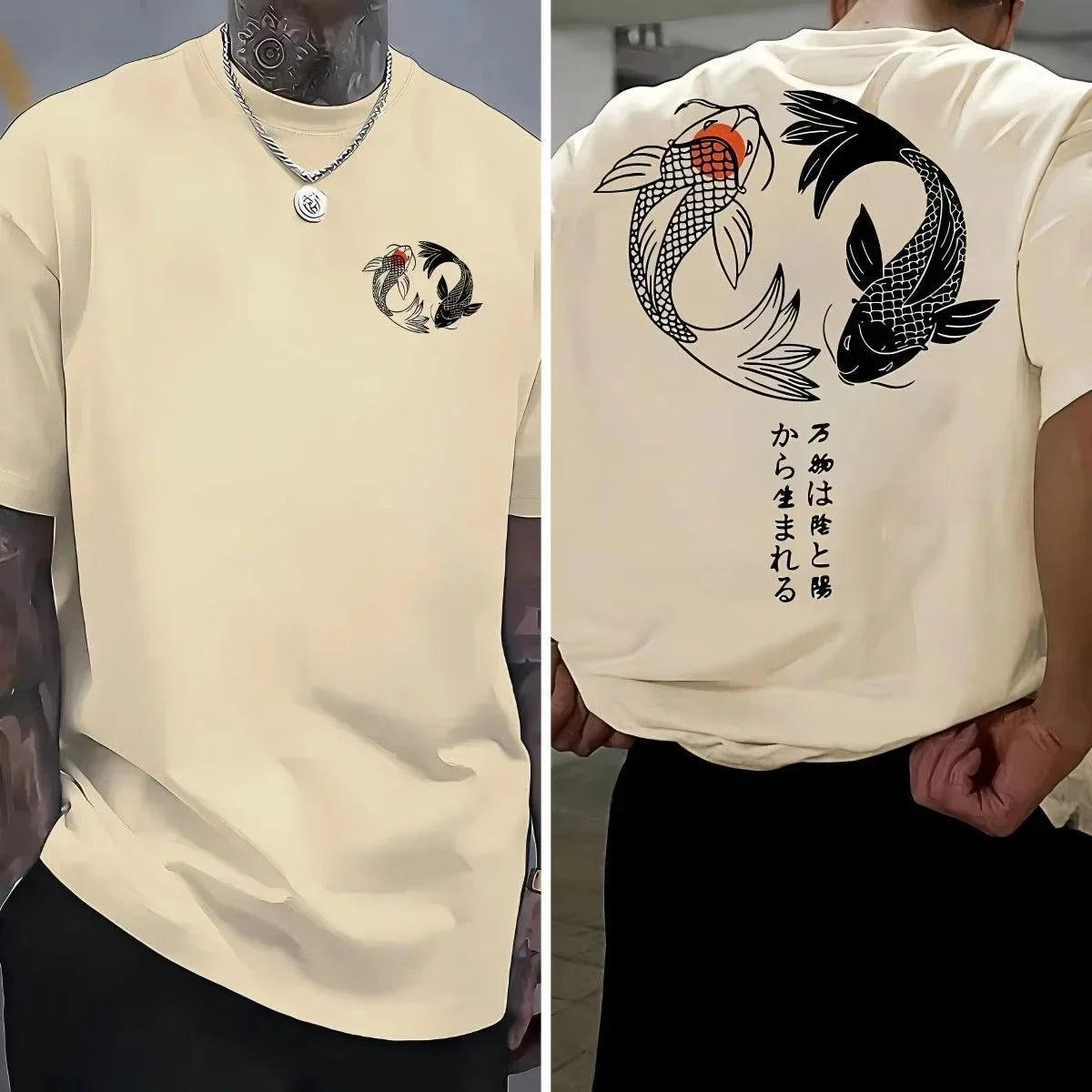 Japanese Pattern 100% Pure Cotton Men's Casual T-shirt