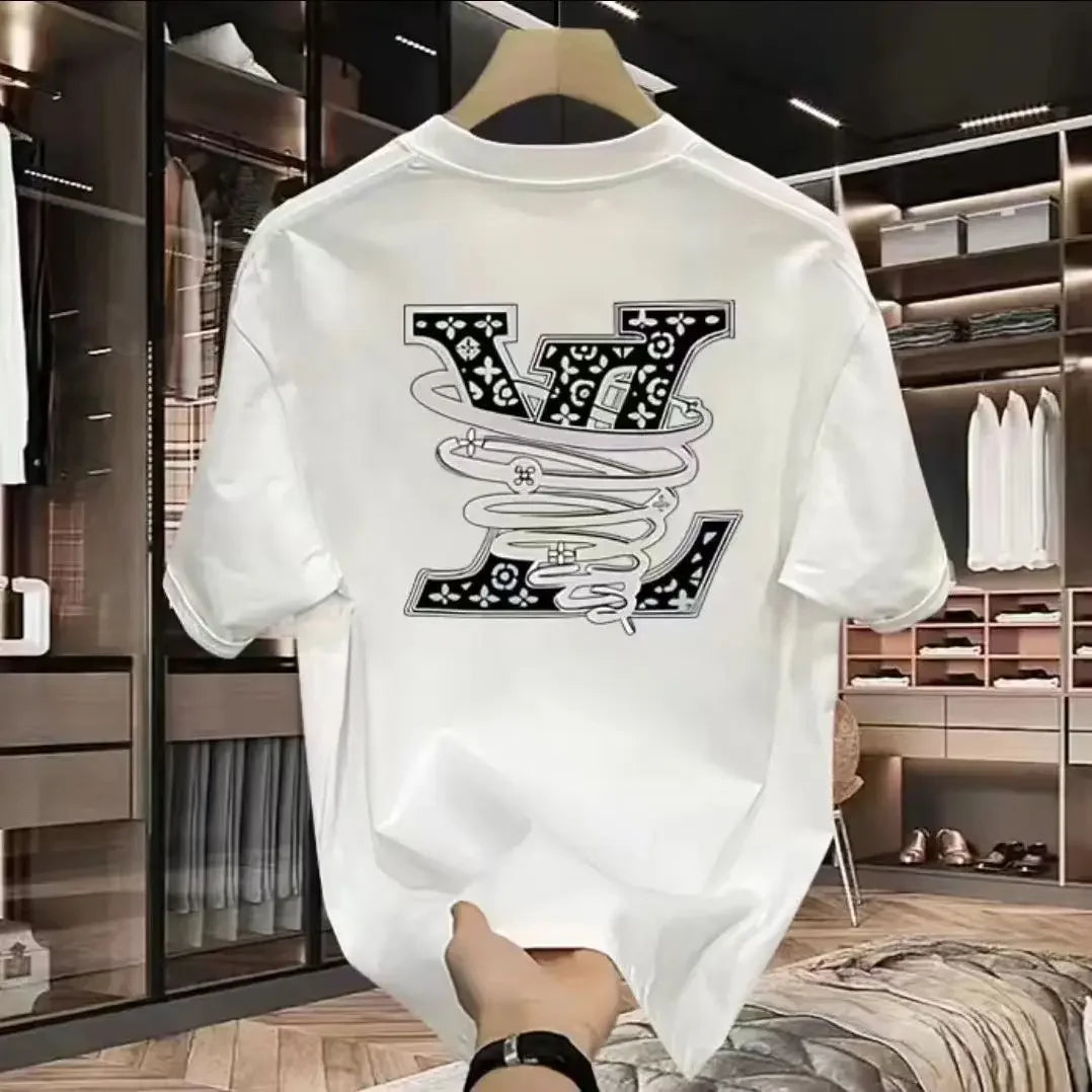 100% Pure Cotton High-Quality Men's Letter Print T-shirt