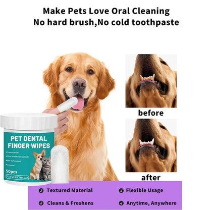 Fresh-Breath Pet Dental Wipes for Dogs & Cats