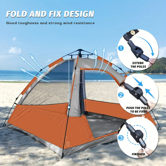 4 Person Waterproof Windproof Pop-Up Camping Tent