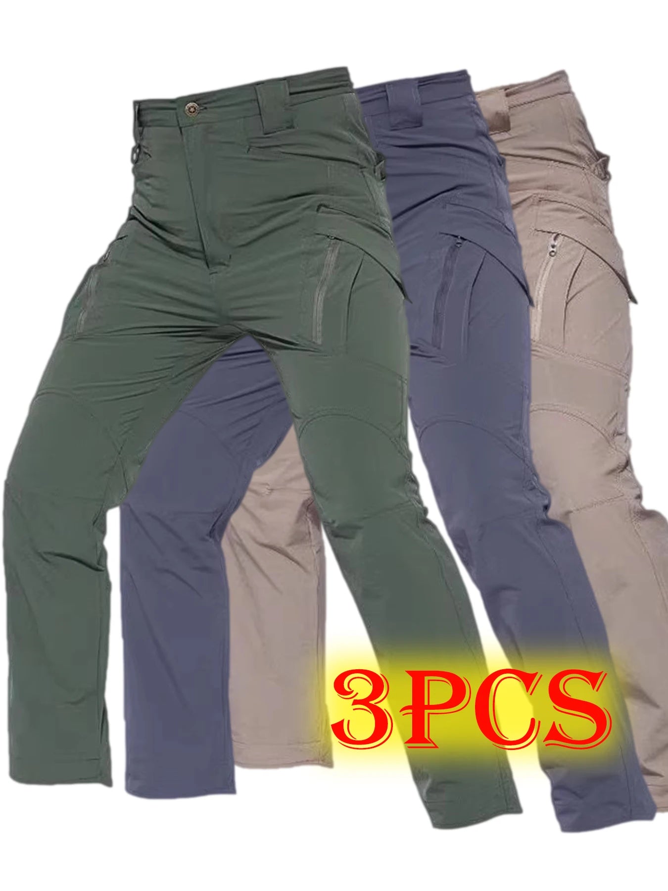 3Pcs Men's Tactical Ripstop Waterproof Cargo Pants