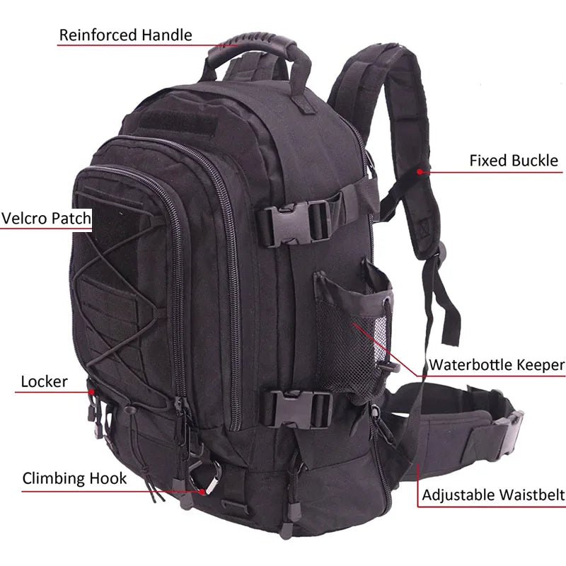 60L Military Backpack for Camping Hiking or Travel