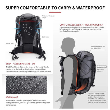 Naturehike 60+5L Waterproof Hiking Backpack with Rain Cover