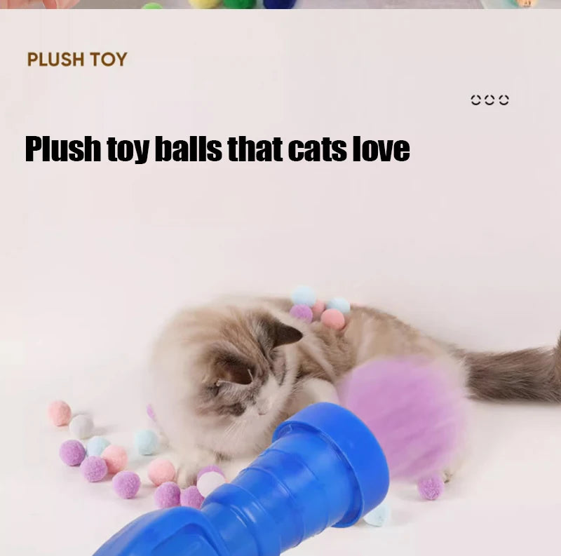 Cat Mini Pompoms Interactive Plush Ball Launcher
