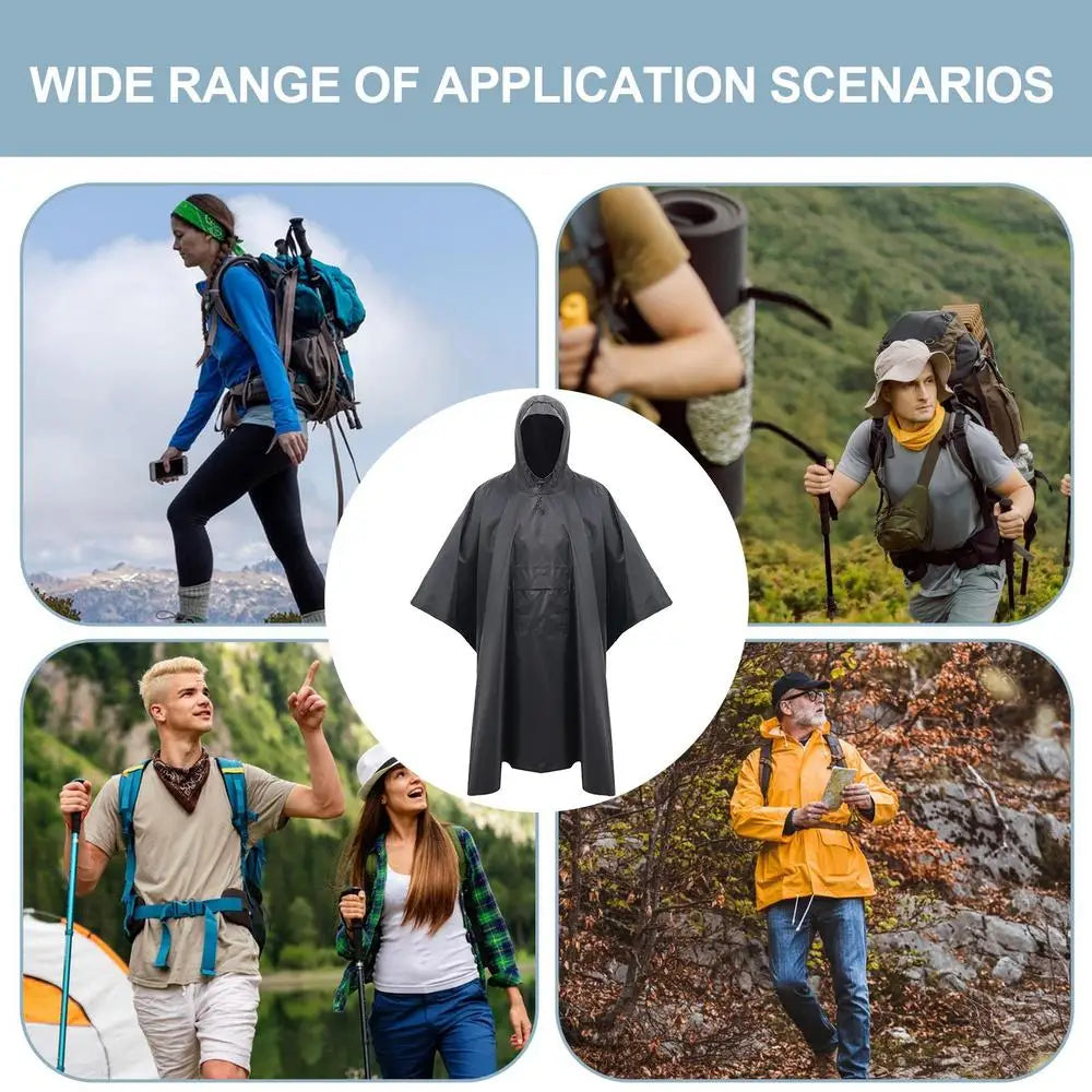 Long Waterproof Hooded Raincoat for Hiking and Camping