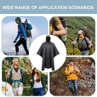 Long Waterproof Hooded Raincoat for Hiking and Camping