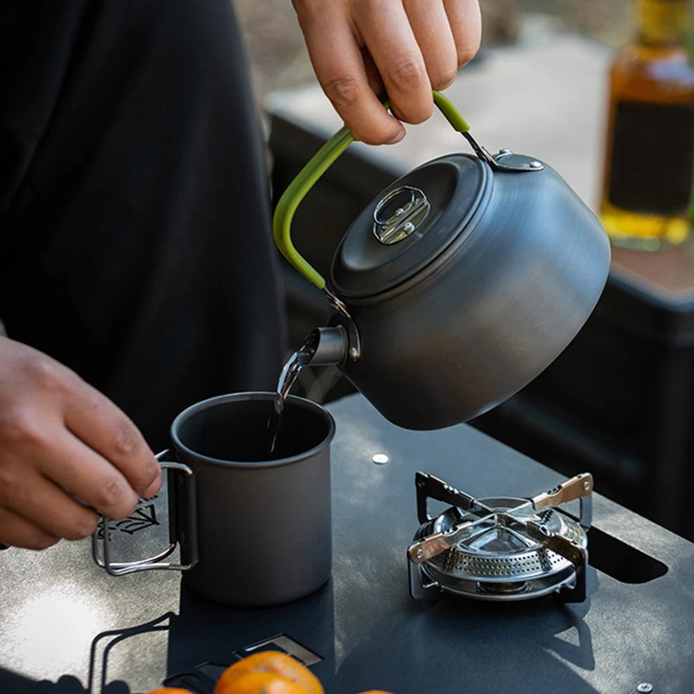 Portable 3-Piece Camping Cookware Pot Pan Kettle Set