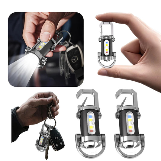Type-C USB Rechargeable Waterproof Multifunctional Keychain Flashlight
