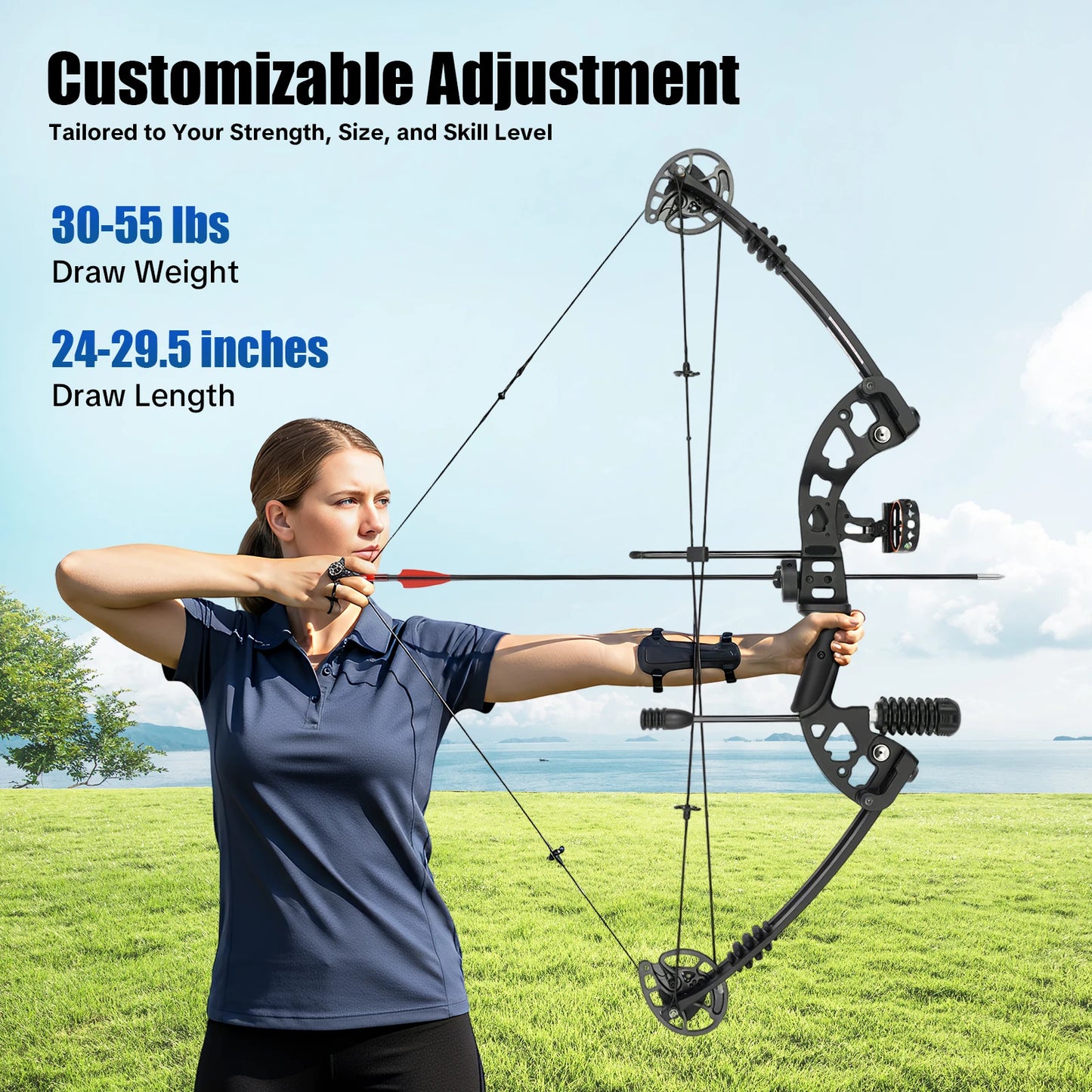 Right-Handed 30-55lbs Compound Bow 12 Arrows Arch Set