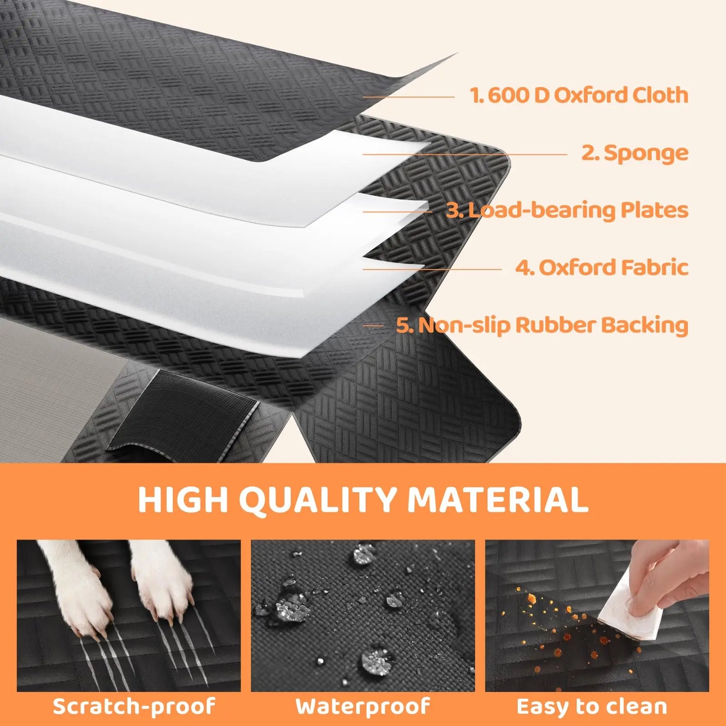 Heavy-Duty Rear Seat Extender Dog Hammock Cover