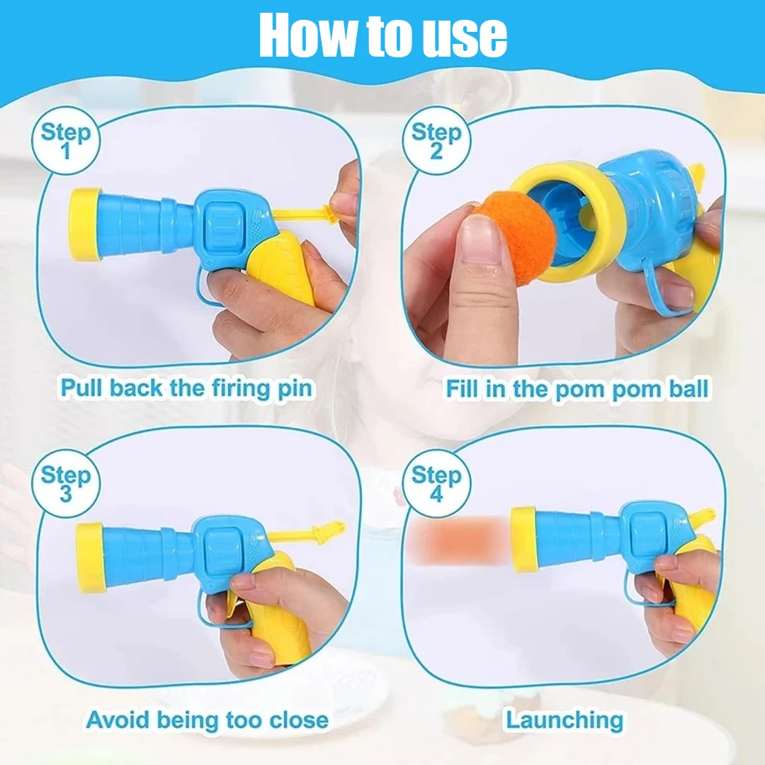 Cat Mini Pompoms Interactive Plush Ball Launcher