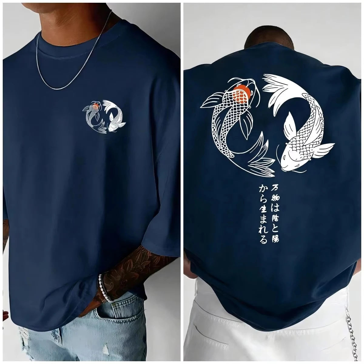 Japanese Pattern 100% Pure Cotton Men's Casual T-shirt