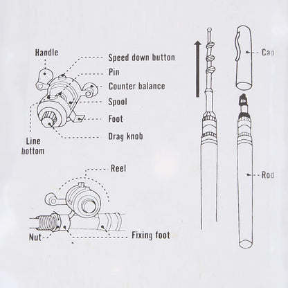 Aluminum Alloy Mini Pocket Fishing Pen Rod and Reel