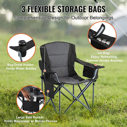 SucceBuy Portable Padded Camping Chair with Lumbar Support