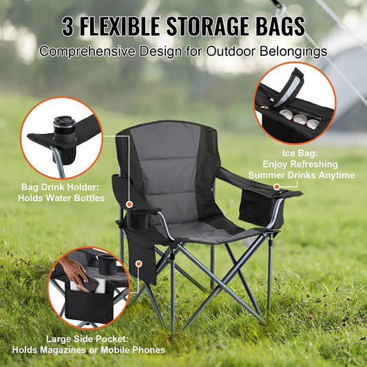 SucceBuy Portable Padded Camping Chair with Lumbar Support
