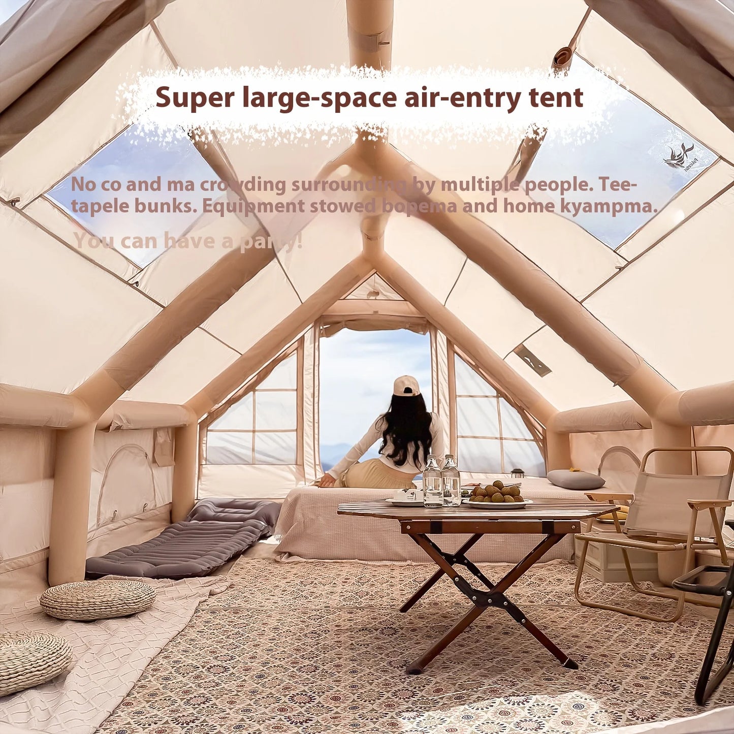 4/6/8 Person Inflatable Tent with Stove Plug