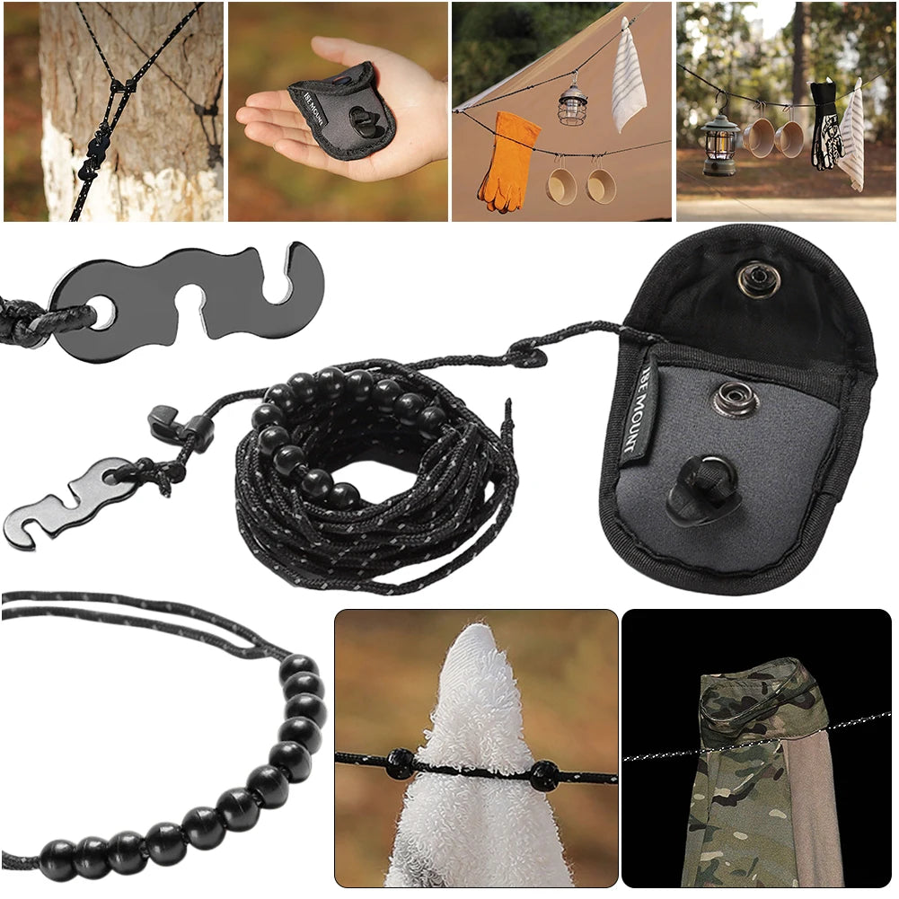 3M Stretch Clothesline with Clips for Camping and Travel