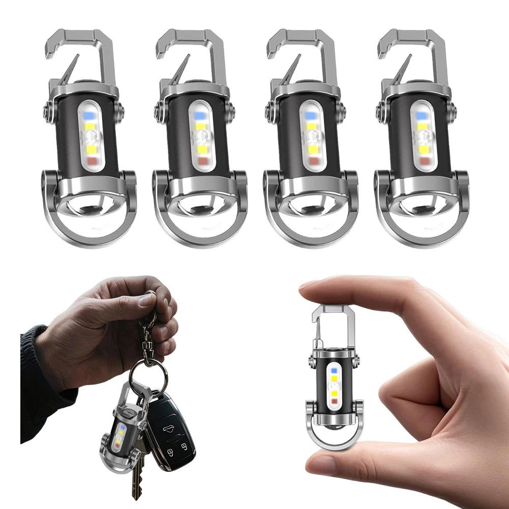 Type-C USB Rechargeable Waterproof Multifunctional Keychain Flashlight