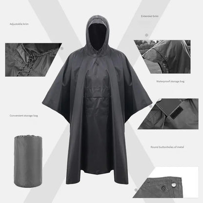 Long Waterproof Hooded Raincoat for Hiking and Camping