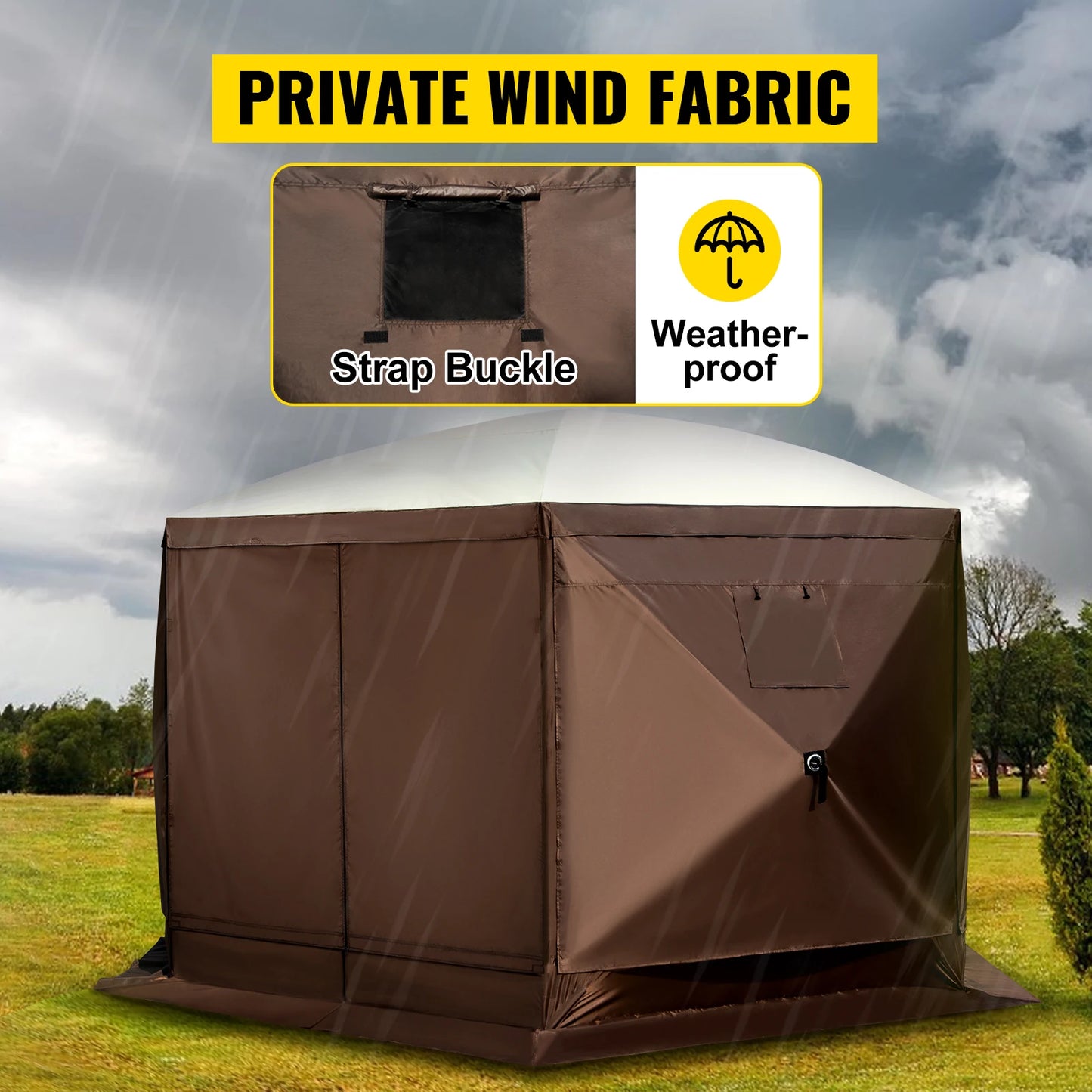 SucceBuy 12' x 12' / 10' x 10' 6-Sided Pop-up Camping Gazebo/Tent