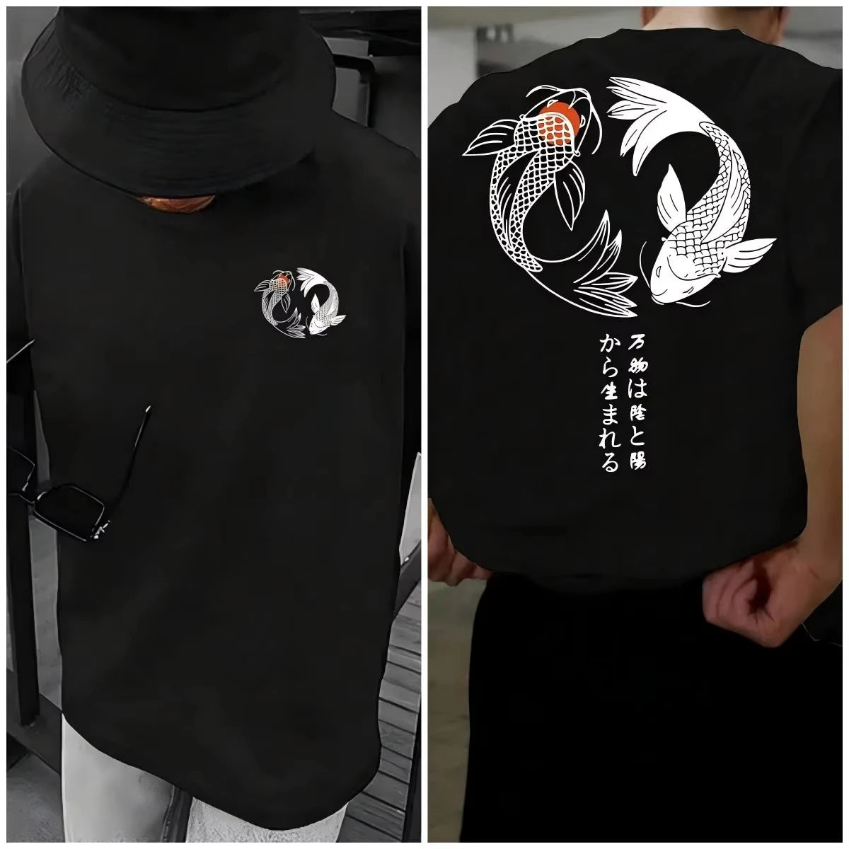 Japanese Pattern 100% Pure Cotton Men's Casual T-shirt