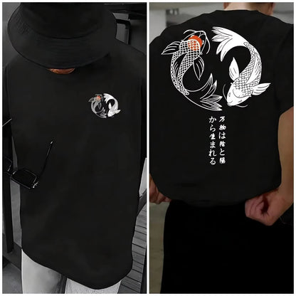Japanese Pattern 100% Pure Cotton Men's Casual T-shirt