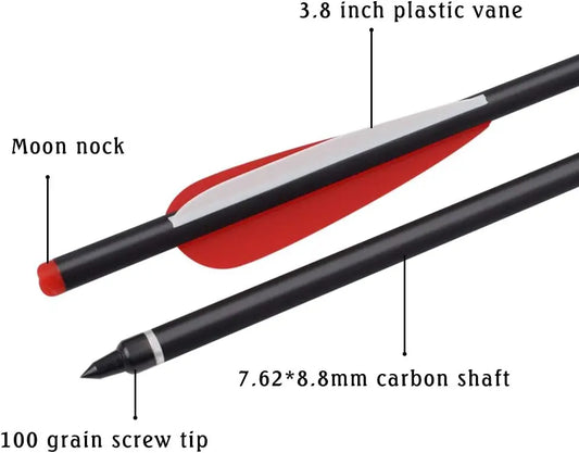 Carbon Crossbow Bolts Set with Replaceable Arrowhead Tips