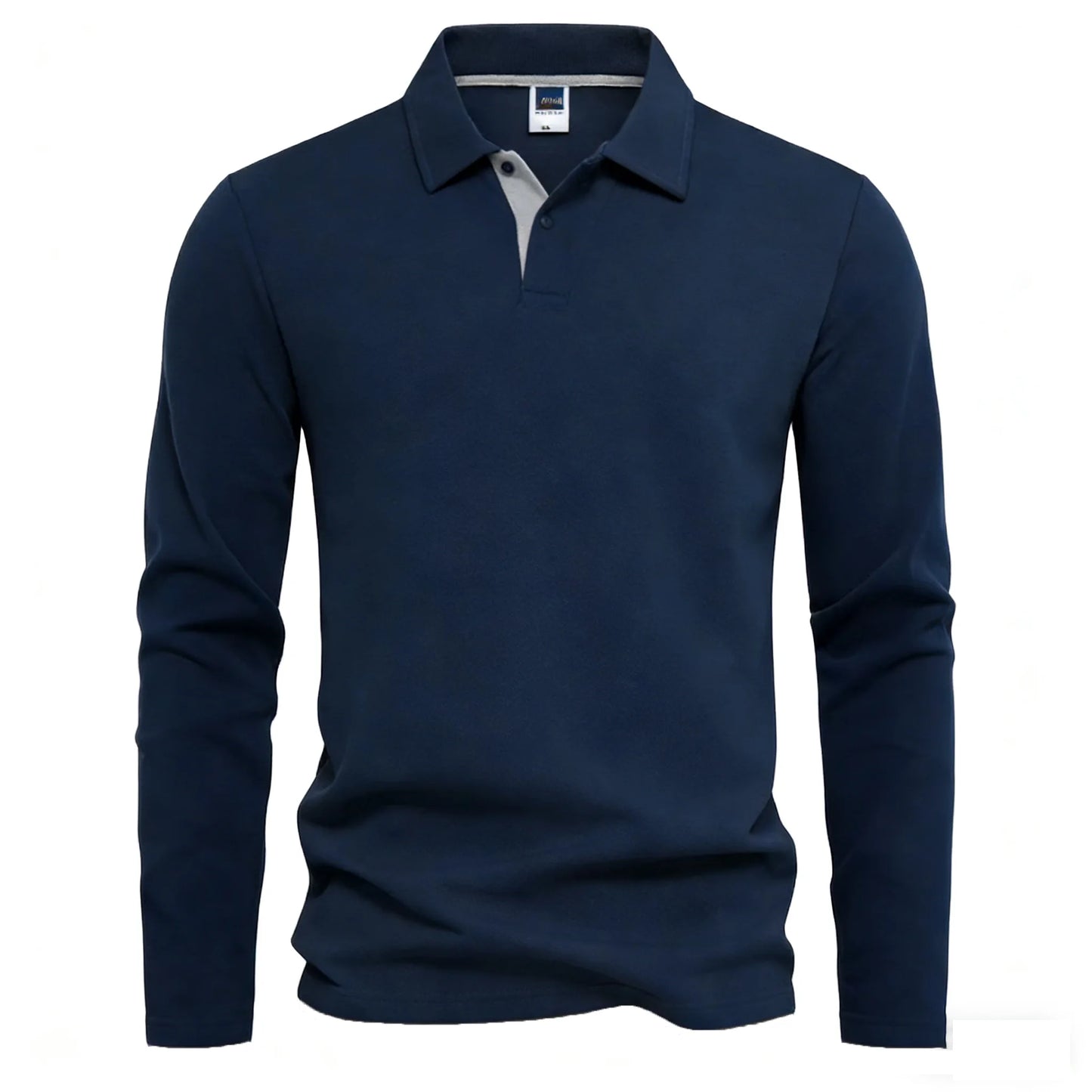 Men's 95% Cotton Long Sleeve Polo Pull-over T-Shirt