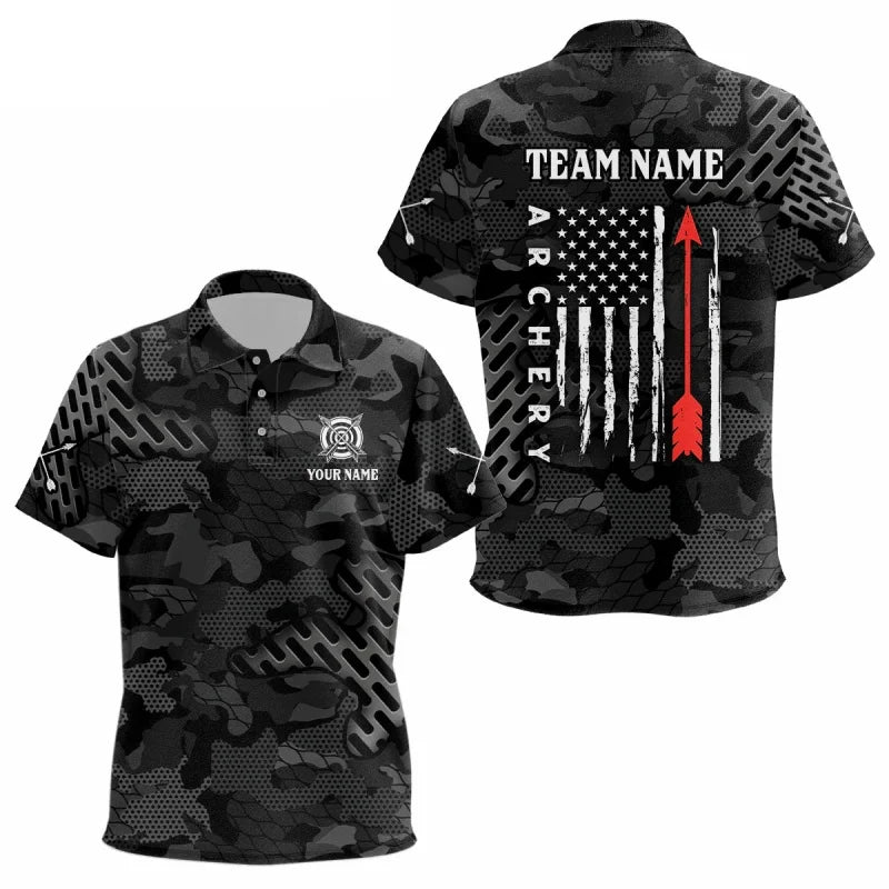 Male Archery 3D Printed Pattern Polo Shirts