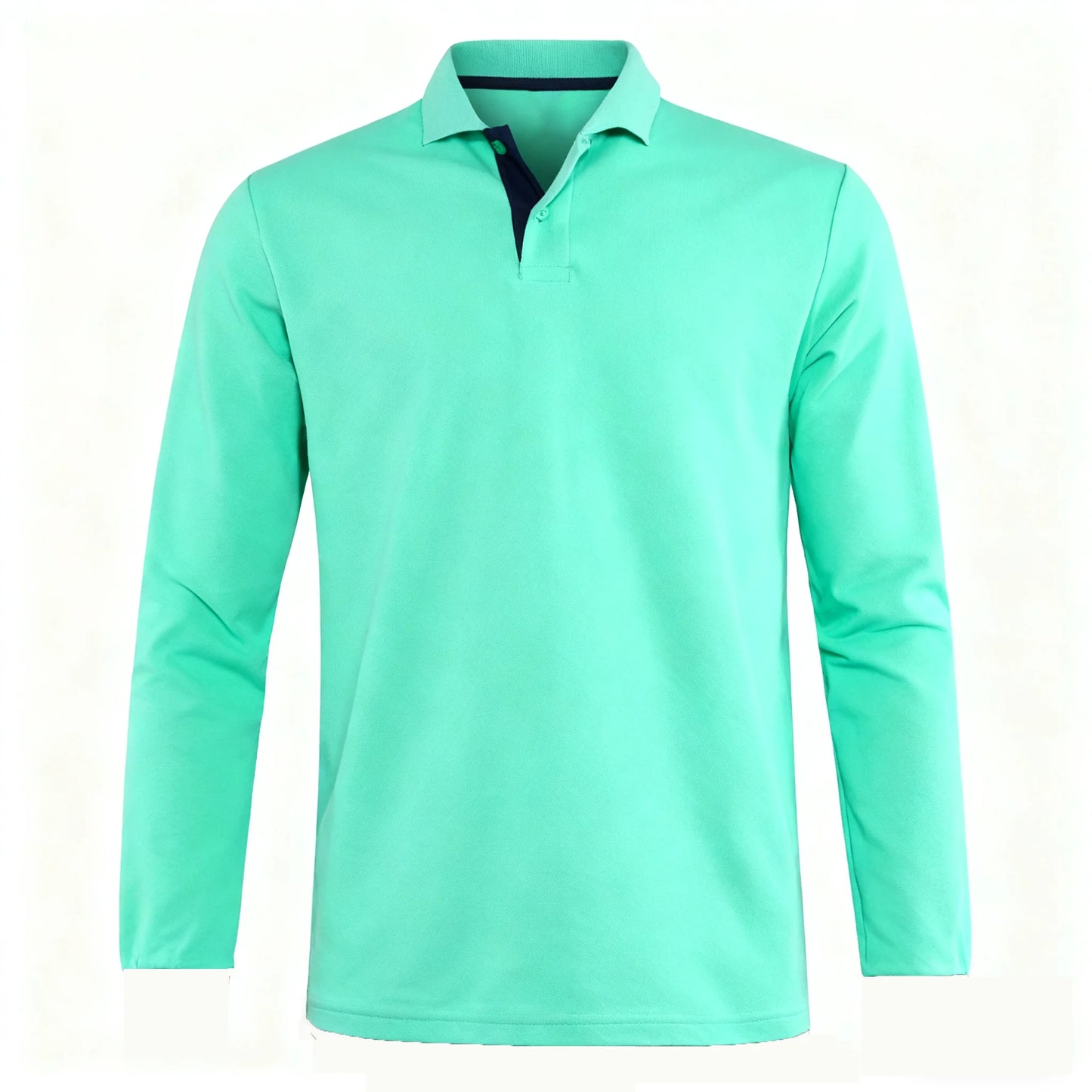 Men's 95% Cotton Long Sleeve Polo Pull-over T-Shirt