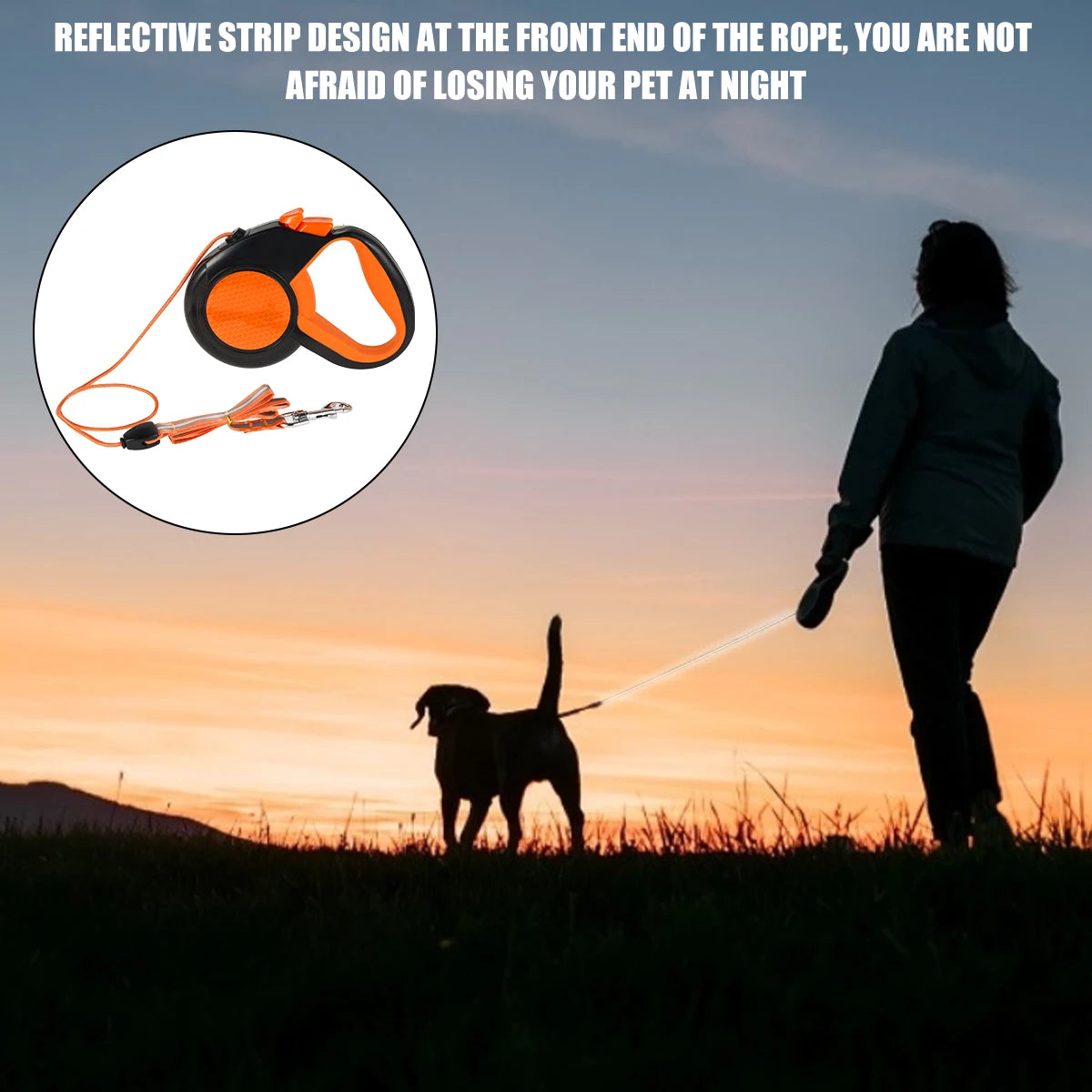 8M Retractable Dog Leash with Non-Slip Handle