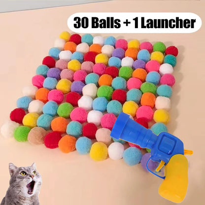 Cat Mini Pompoms Interactive Plush Ball Launcher