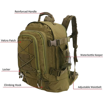 LQARMY 65L Outdoor Tactical Outdoor Backpack Military Travel Rucksack