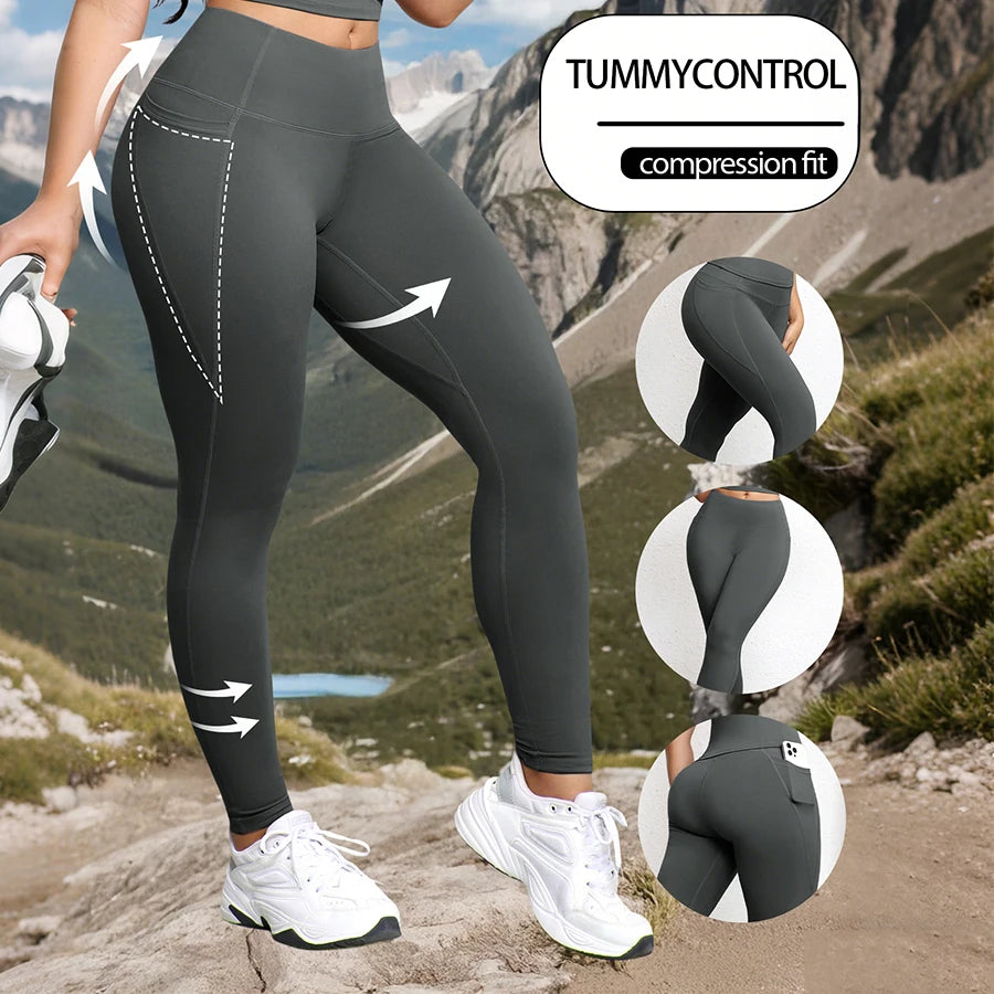 Women's Hiking/Camping Tummy Control Yoga Pants with Pockets