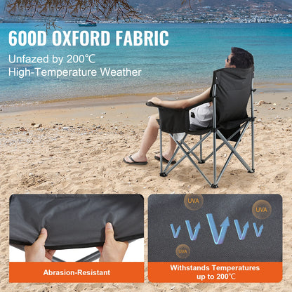 SucceBuy Portable Padded Camping Chair with Lumbar Support