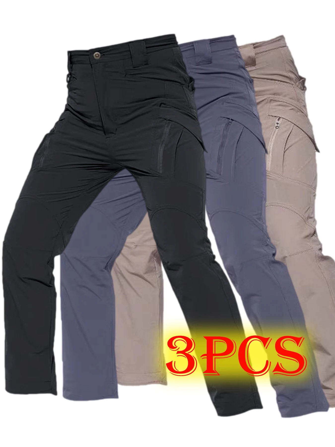 3Pcs Men's Tactical Ripstop Waterproof Cargo Pants