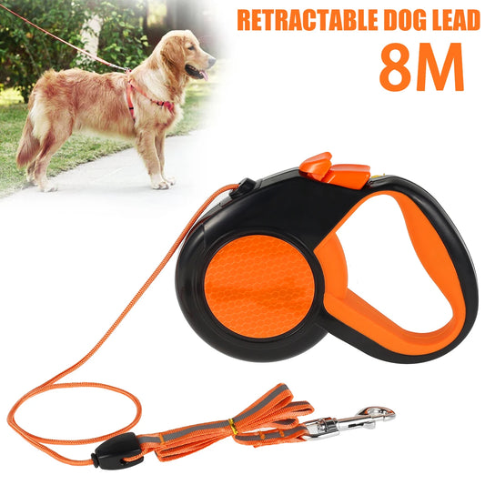 8M Retractable Dog Leash with Non-Slip Handle