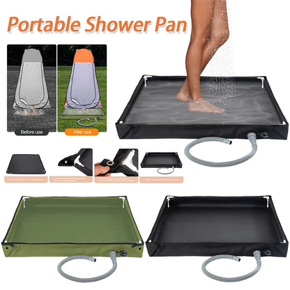 Camping Shower Base with Portable Pan and Hose