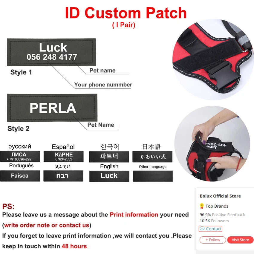 Personalized No-Pull Reflective Breathable Dog